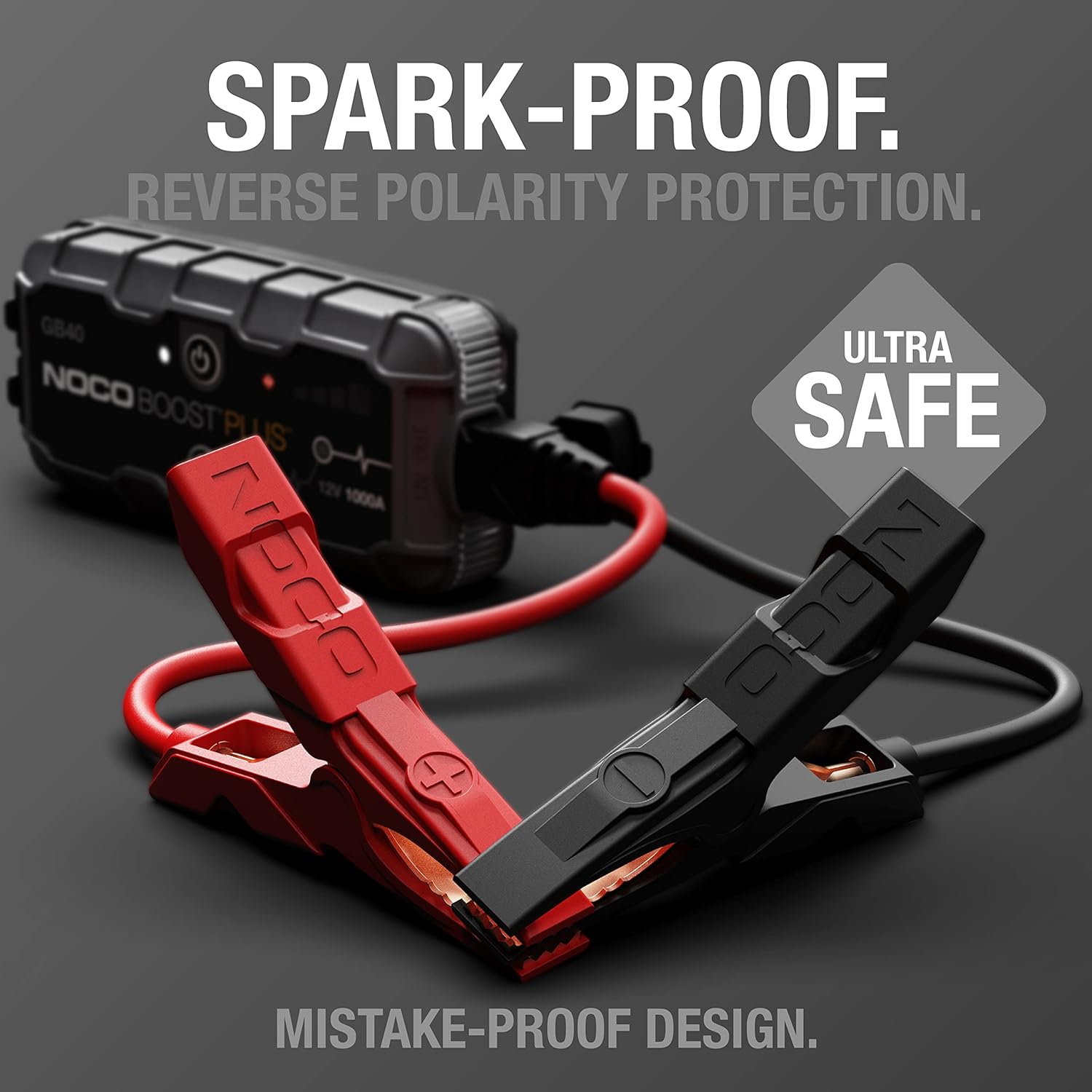 NOCO Boost GB40 12V 1000A UltraSafe Portable Lithium Jump Starter | Spark-Proof + Reverse Polarity Protection - Power Bank - 100-Lumen LED Flashlight - For 6.0L Gas and 3.0L Diesel Engines