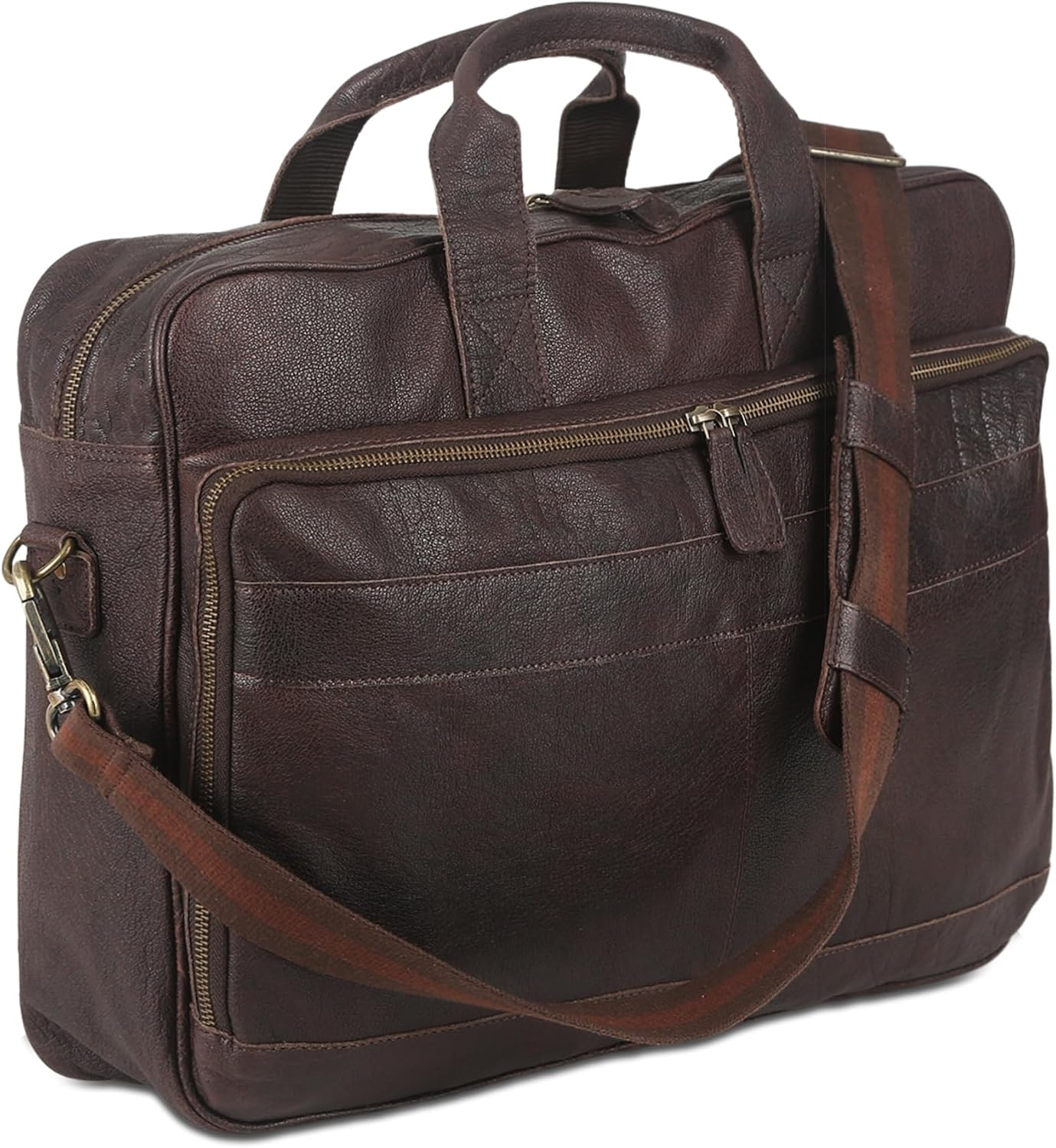 KomalC Leather briefcase 16 inch Laptop Messenger Bag for Men and Women Best Office Satchel Bag